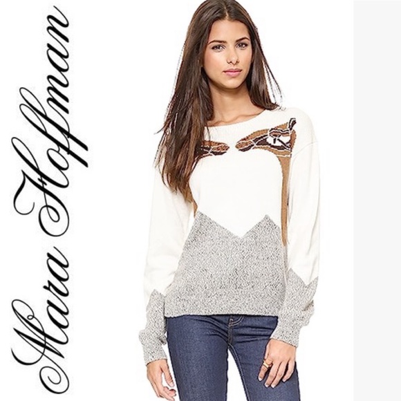 Mara Hoffman Runway Mirrored Camel Head Crewneck Alpaca Blend Sweater XS Rare - Picture 7 of 16